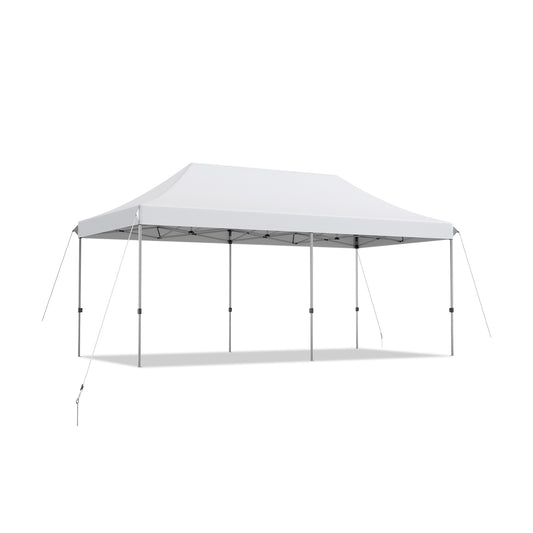 10 x 20 Feet Adjustable Folding Heavy Duty Sun Shelter with Carrying Bag-White