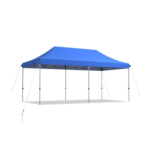 10 x 20 Feet Adjustable Folding Heavy Duty Sun Shelter with Carrying Bag-Blue
