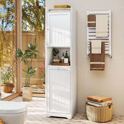 170 CM Bathroom Cabinet Tall and Slim Linen Tower with Storage-White