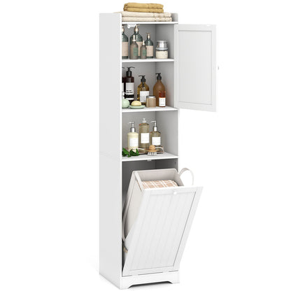 170 CM Bathroom Cabinet Tall and Slim Linen Tower with Storage-White