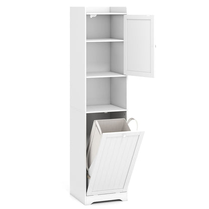 170 CM Bathroom Cabinet Tall and Slim Linen Tower with Storage-White