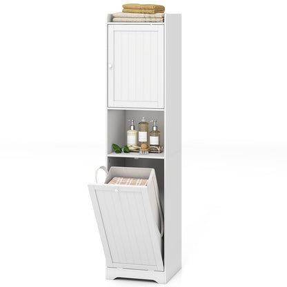 170 CM Bathroom Cabinet Tall and Slim Linen Tower with Storage-White