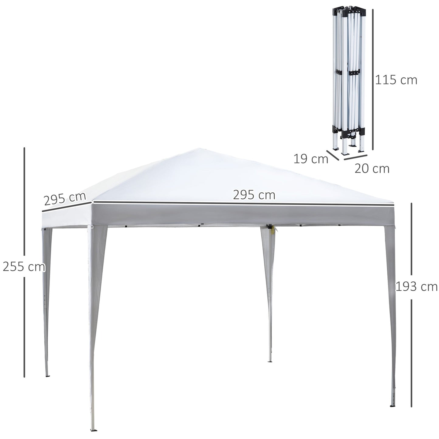 Outsunny 3 x 3 meter Garden Heavy Duty Pop Up Gazebo Marquee Party Tent Folding Wedding Canopy-White