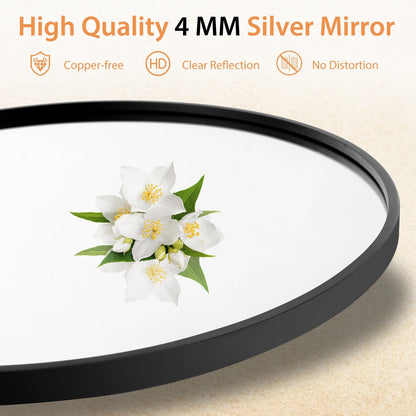 24" Black Circle Bathroom Mirror with Explosion-proof Film