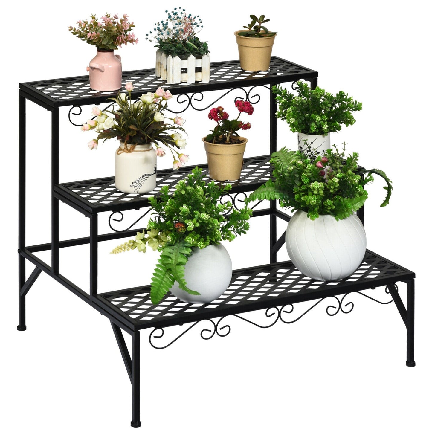 3-Tier Metal Plant Stand for Patio & Garden & Balcony