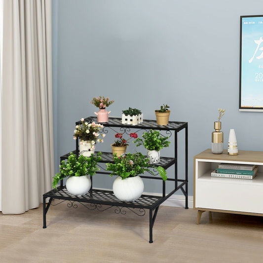 3-Tier Metal Plant Stand for Patio & Garden & Balcony