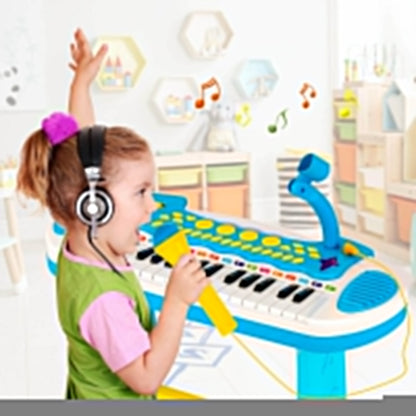 31-Key Kids Piano Keyboard Toy with Microphone and Multiple Sounds for Age 3+-Blue