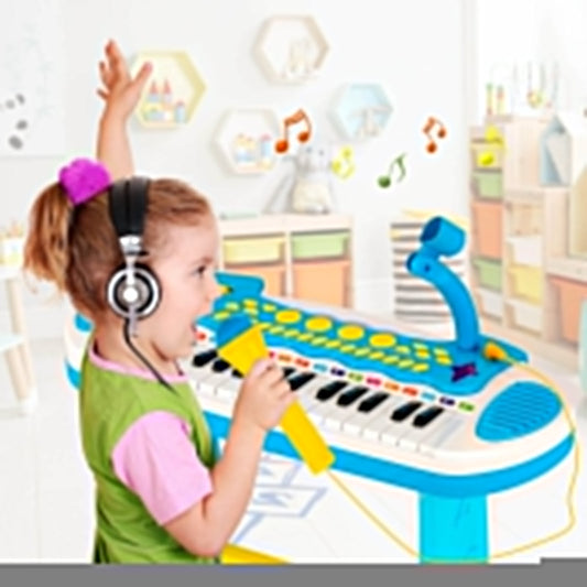 31-Key Kids Piano Keyboard Toy with Microphone and Multiple Sounds for Age 3+-Blue