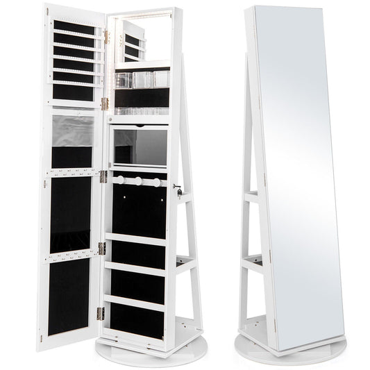 161CM (H) Jewelry Armoire with 360° Swivel Full Length Mirror & LED lights