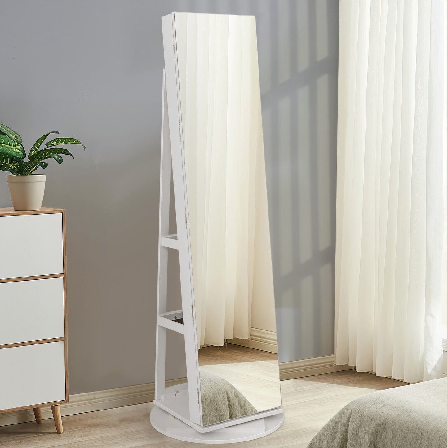 161CM (H) Jewelry Armoire with 360° Swivel Full Length Mirror & LED lights