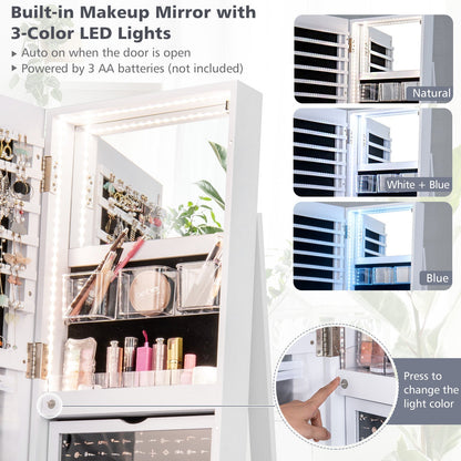 161CM (H) Jewelry Armoire with 360° Swivel Full Length Mirror & LED lights
