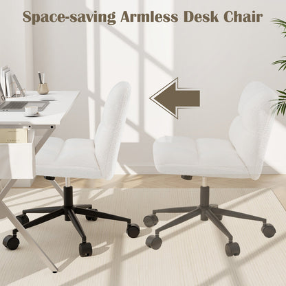 Cross Legged Chair with Wheels with Padded Seat Adjustable Height for Bedroom Study-Beige