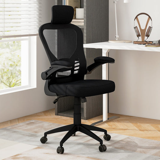 Ergonomic Mesh Office Chair with Adjustable Height-Black