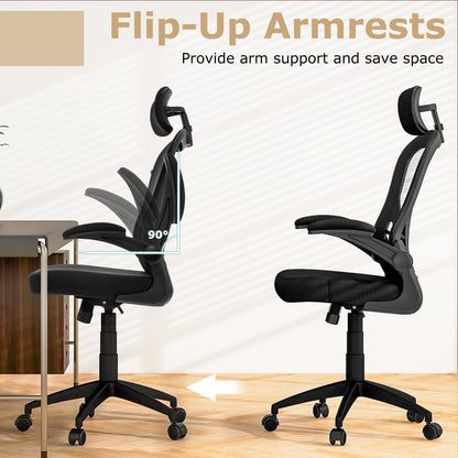 Ergonomic Mesh Office Chair with Adjustable Height-Black