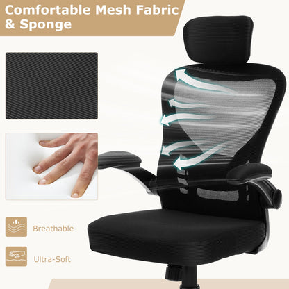 Ergonomic Mesh Office Chair with Adjustable Height-Black