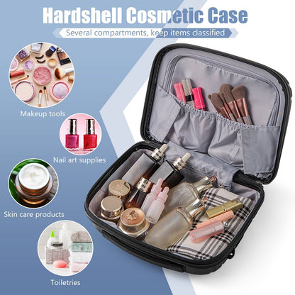 2-Piece Luggage Set 20 Inch Carry-on Suitcase and 14 Inch Cosmetic Case-Black