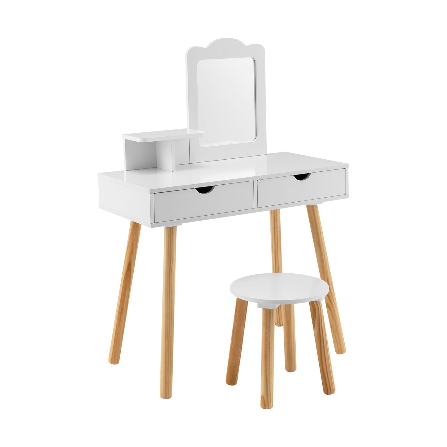2-in-1 Kids' Vanity Set with 1 Rectangular Mirror & 2 Large Drawers