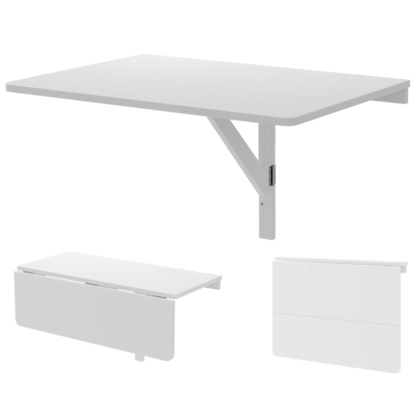 80 x 60 cm Wall Mounted Folding Table Drop-Leaf Floating Writing Desk-White