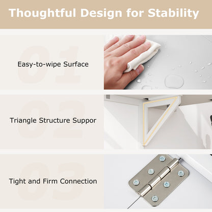 80 x 60 cm Wall Mounted Folding Table Drop-Leaf Floating Writing Desk-White