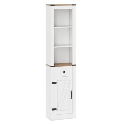 173cm Tall Bathroom Cabinet with Drawer and Adjustable Shelf-White
