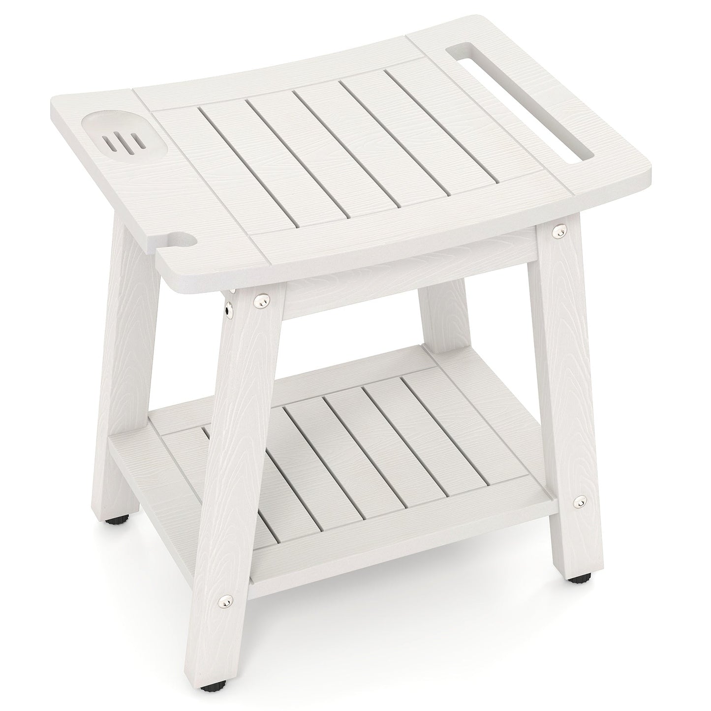 HIPS Shower Bench Seat with Handle Shower Head-White