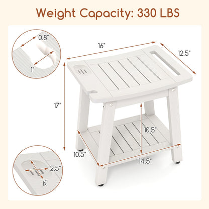 HIPS Shower Bench Seat with Handle Shower Head-White