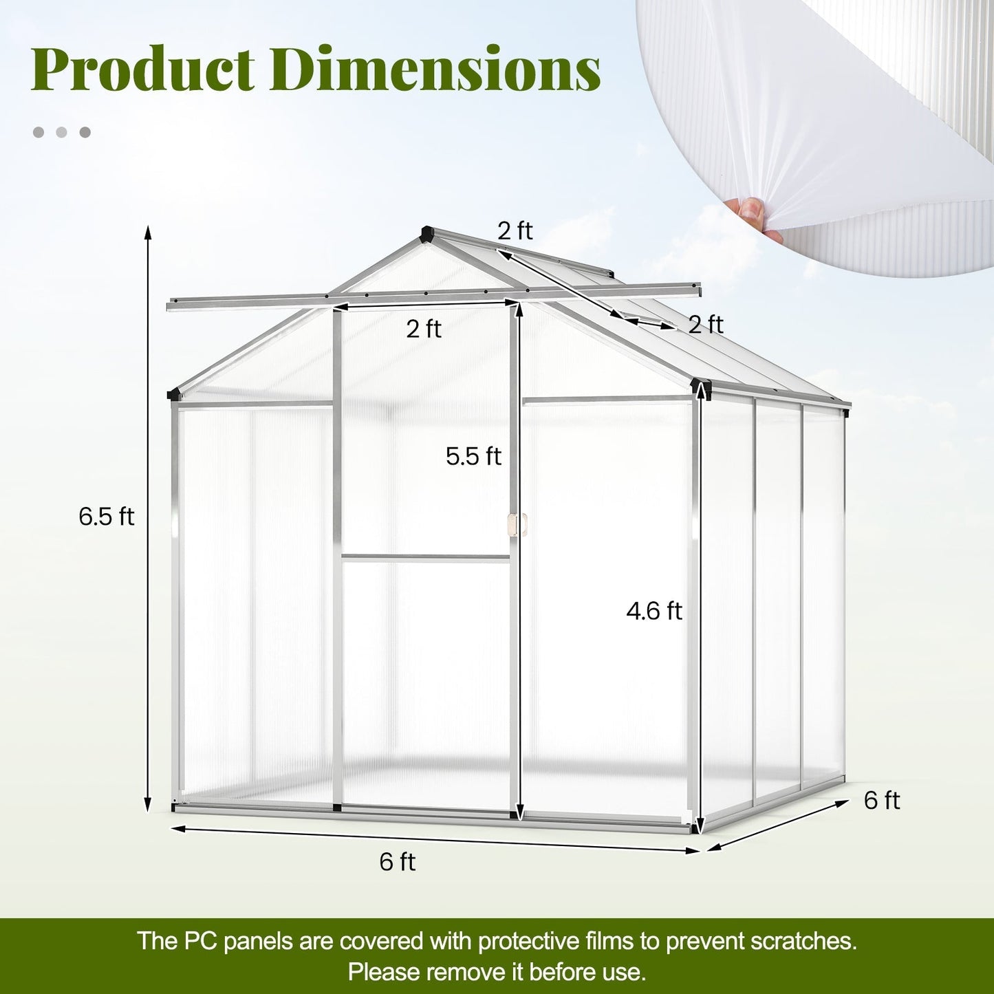 185 x 185 cm/244 x 185 cm Greenhouse Large Walk-in Green House-S