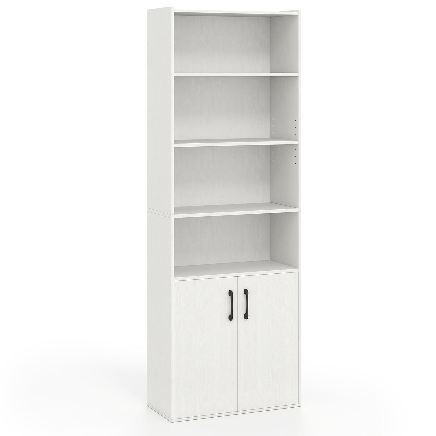 6-tier Modern Style Bookcase with Adjustable Shelves-White
