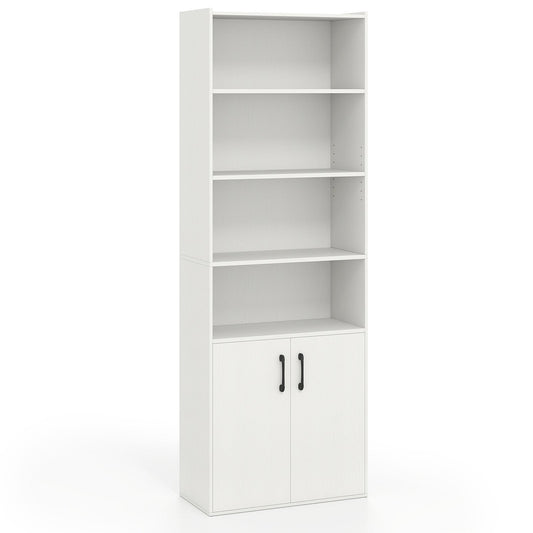 6-tier Modern Style Bookcase with Adjustable Shelves-White
