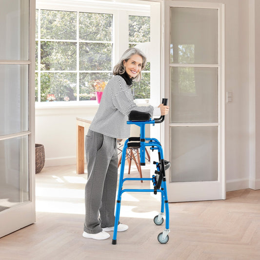 Versatile Rolling Walker with Padded Seat and  2 Premium Wheels-Navy