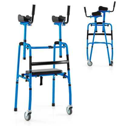 Versatile Rolling Walker with Padded Seat and  2 Premium Wheels-Navy