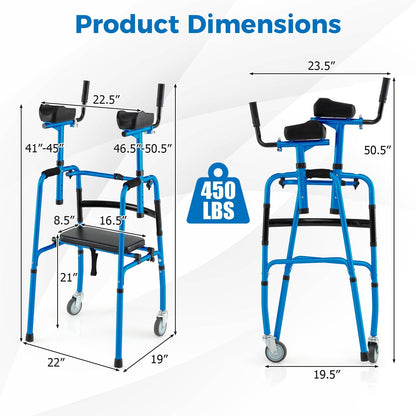 Versatile Rolling Walker with Padded Seat and  2 Premium Wheels-Navy