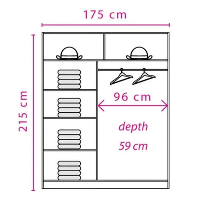 React Sliding Door Wardrobe 175cm - Anderson Pine