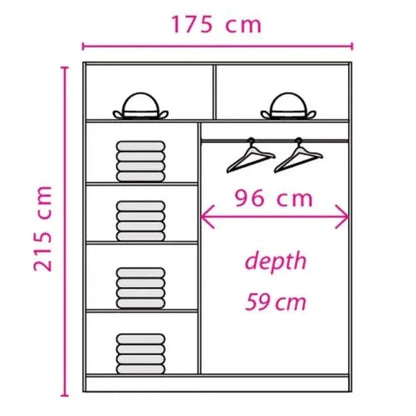 خزانة ملابس بباب منزلق 175 سم من React - جوزي