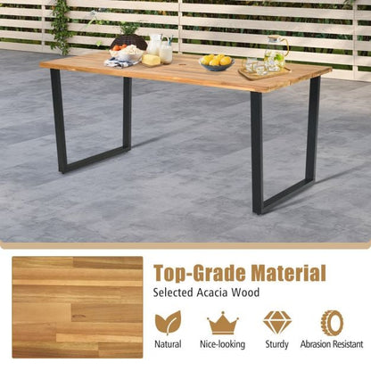 175 x 80cm Patio Rectangle Dining Table for 6 Person with Umbrella Hole