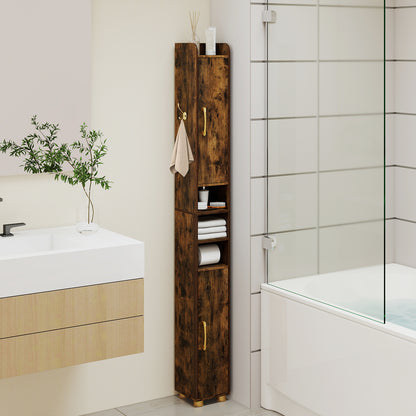 176.5cm Tall Storage Organizer with 2 Doors and Adjustable Shelves-Rustic Brown