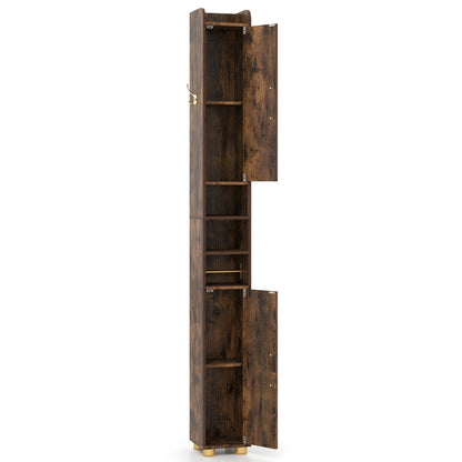 176.5cm Tall Storage Organizer with 2 Doors and Adjustable Shelves-Rustic Brown