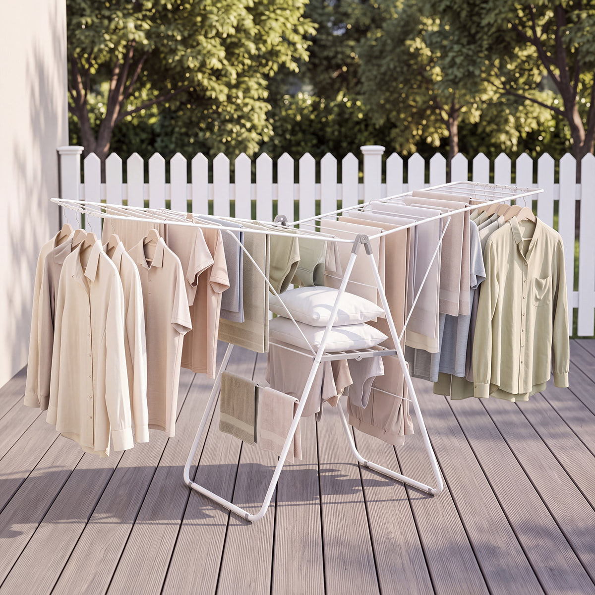 178 cm Clothes Drying Rack with 11-Level Adjustable Height Heavy-duty Metal Laundry Rack-White