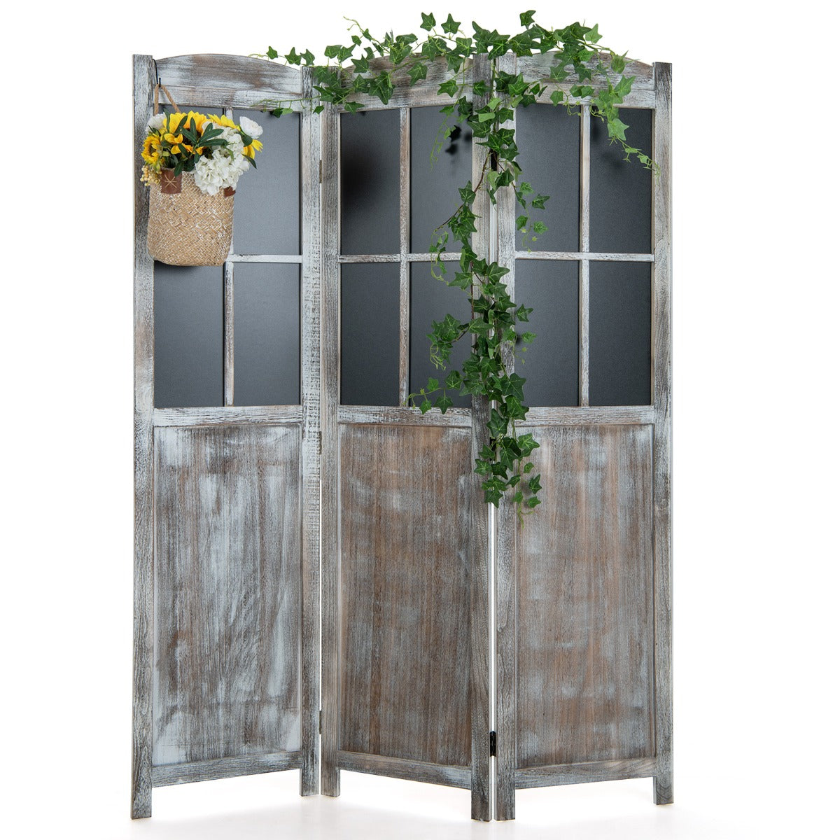 178 cm Vintage Freestanding Wall Divider Room Separator-Rustic Brown