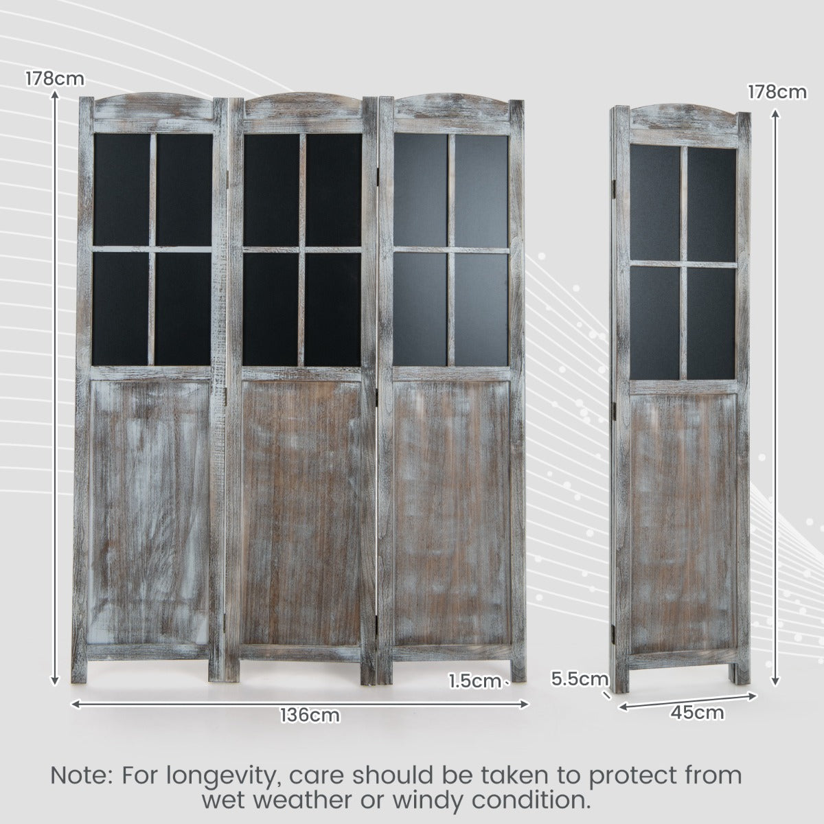 178 cm Vintage Freestanding Wall Divider Room Separator-Rustic Brown