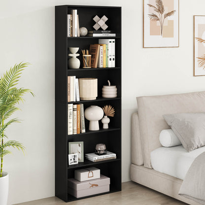 178cm 6-Tier Bookcase Display Rack with Foot Pads-Black