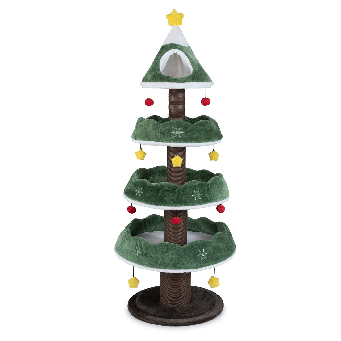 179 CM Tall Christmas Cat Tree Multi-Level Kitten Tower with 3 Plush Platforms-Green