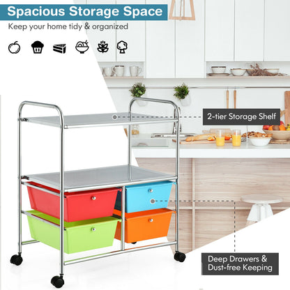 Utility Organiser Cart with 4 Plastic Drawers-Multicolor