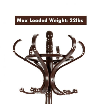 Practical Birch Coat Stand with 360° Rotating Top Tier for Jacket Red-Brown