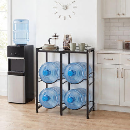 18.9 L Water Jug Holder for 4 Bottles Heavy-duty Water Jug Rack with Top Shelf-Black