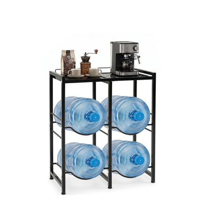 18.9 L Water Jug Holder for 4 Bottles Heavy-duty Water Jug Rack with Top Shelf-Black