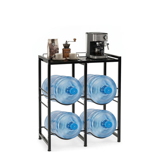 18.9 L Water Jug Holder for 4 Bottles Heavy-duty Water Jug Rack with Top Shelf-Black