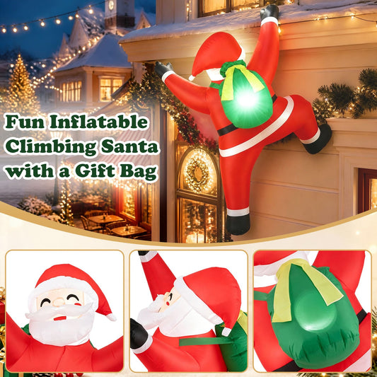 180 CM Christmas Inflatable Outdoor Decoration Climbing Santa