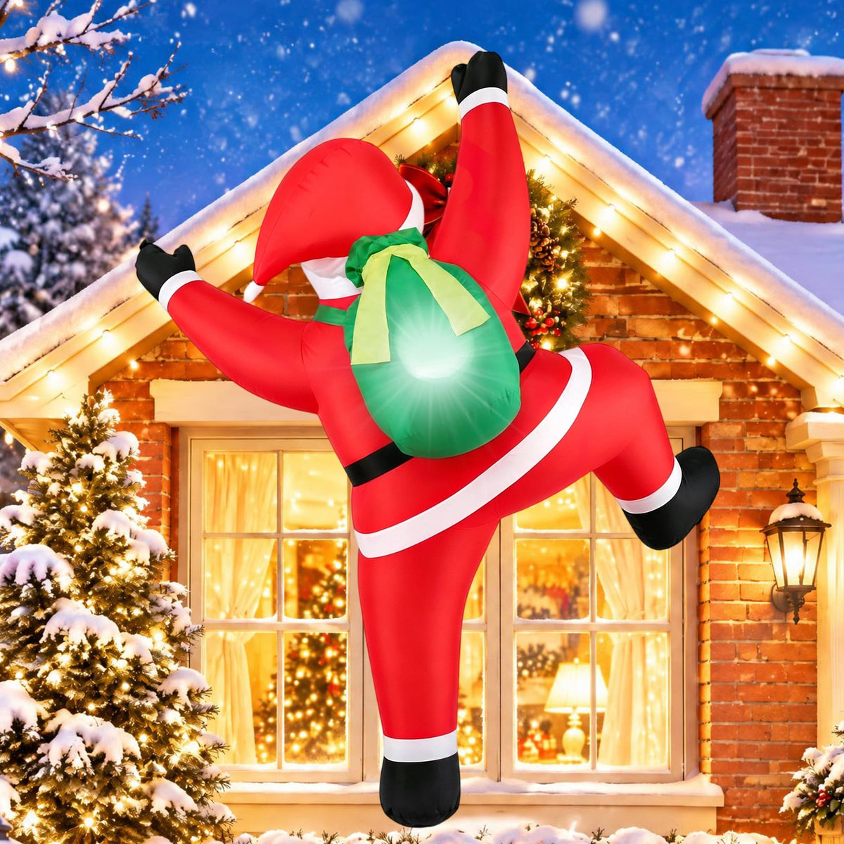 180 CM Christmas Inflatable Outdoor Decoration Climbing Santa