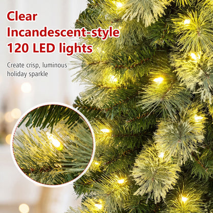 180 cm Pre-lit Pencil Christmas Tree with 120/150 Warm White LED Lights and 8 Modes